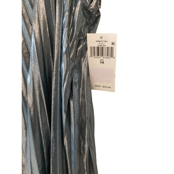 NWT LAUREN RALPH LAUREN PLEATED METALLIC CHIFFON SKIRT HIGHLAND SEASILVER FOIL 1 - Picture 7 of 8